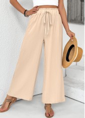 Light Coffee Wide Leg Elastic Waist High Waisted Pants | thumb picture 