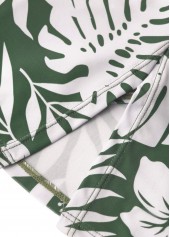 Mid Waisted Tropical Plants Print Sage Green Tankini Set | thumb picture 