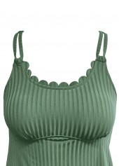 Mid Waisted Tropical Plants Print Sage Green Tankini Set | thumb picture 