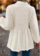 Beige Tummy Coverage Long Sleeve Shirt Collar Blouse | thumb picture 