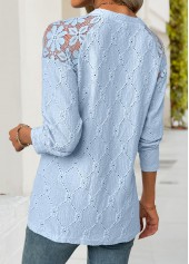 Light Blue Long Sleeve Round Neck T Shirt | thumb picture 