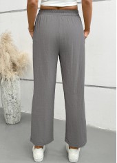 Light Grey Straight Leg Elastic Waist Mid Waisted Pants | thumb picture 