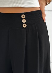Black Wide Leg Zipper Fly Mid Waisted Pants | thumb picture 
