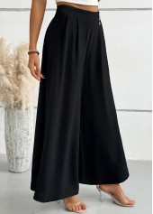 Black Wide Leg Zipper Fly Mid Waisted Pants | thumb picture 