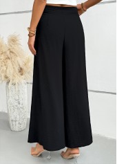 Black Wide Leg Zipper Fly Mid Waisted Pants | thumb picture 