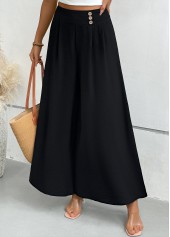 Black Wide Leg Zipper Fly Mid Waisted Pants | thumb picture 