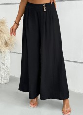 Black Wide Leg Zipper Fly Mid Waisted Pants | thumb picture 