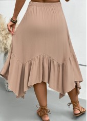 Light Coffee A Line Elastic Waist Skirt | thumb picture 