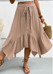 Light Coffee A Line Elastic Waist Skirt | thumb picture 