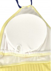 Mid Waisted Tropical Plants Print Light Yellow Tankini Set | thumb picture 