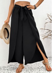 Black Flare Leg Elastic Waist High Waisted Pants | thumb picture 