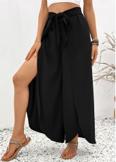 Black Flare Leg Elastic Waist High Waisted Pants | thumb picture 