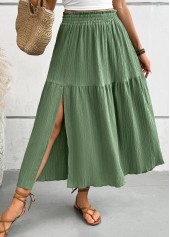 Green A Line Elastic Waist Maxi Skirt | thumb picture 