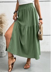 Green A Line Elastic Waist Maxi Skirt | thumb picture 