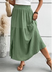 Green A Line Elastic Waist Maxi Skirt | thumb picture 