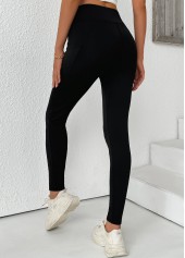 Black High Waisted Ankle Length Elastic Waist Leggings | thumb picture 