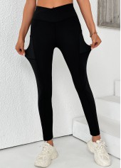 Black High Waisted Ankle Length Elastic Waist Leggings | thumb picture 