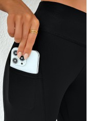 Black High Waisted Ankle Length Elastic Waist Leggings | thumb picture 