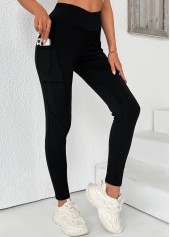 Black High Waisted Ankle Length Elastic Waist Leggings