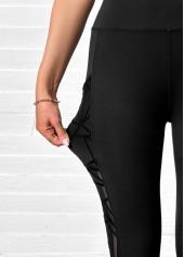 Black High Waisted Ankle Length Elastic Waist Leggings | thumb picture 