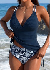 Mid Waisted Marine Life Print Navy Tankini Set | thumb picture 