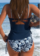Mid Waisted Marine Life Print Navy Tankini Set | thumb picture 
