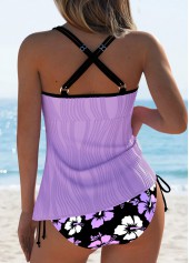 Mid Waisted Floral Print Purple Tankini Set | thumb picture 