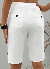 White Straight Leg Elastic Waist High Waisted Shorts | thumb picture 