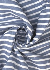 Dusty Blue Striped Elastic Waist High Waisted Pants | thumb picture 