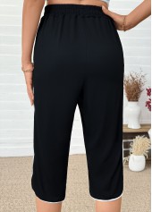Black Straight Leg Elastic Waist High Waisted Pants | thumb picture 