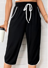 Black Straight Leg Elastic Waist High Waisted Pants | thumb picture 