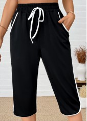 Black Straight Leg Elastic Waist High Waisted Pants | thumb picture 