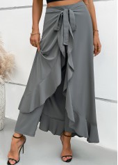 Grey Wide Leg Elastic Waist Mid Waisted Pants | thumb picture 