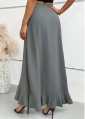 Grey Wide Leg Elastic Waist Mid Waisted Pants | thumb picture 
