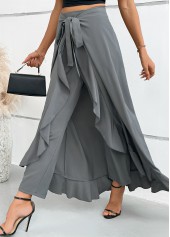 Grey Wide Leg Elastic Waist Mid Waisted Pants | thumb picture 