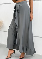 Grey Wide Leg Elastic Waist Mid Waisted Pants | thumb picture 