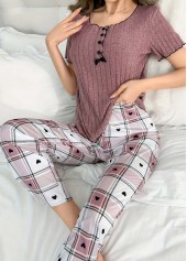 Dark Reddish Purple Plaid Lounge Top and Pants | thumb picture 