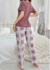 Dark Reddish Purple Plaid Lounge Top and Pants | thumb picture 