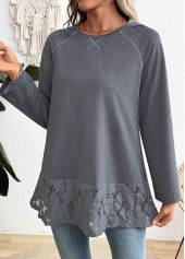 Dark Grey Marl Tummy Coverage Long Sleeve Hoodie | thumb picture 