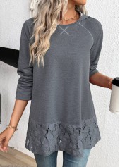 Dark Grey Marl Tummy Coverage Long Sleeve Hoodie | thumb picture 