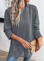 Dark Grey Marl Tummy Coverage Long Sleeve Hoodie | thumb picture 