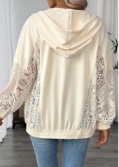 Beige Long Sleeve Pocket Zipper Hoodie | thumb picture 