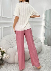 Pink Short Sleeve V Neck Lounge Top and Pants | thumb picture 