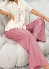 Pink Short Sleeve V Neck Lounge Top and Pants | thumb picture 