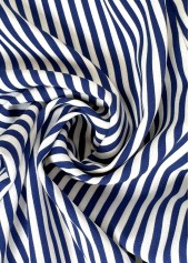 Blue Striped Straight Leg Elastic Waist Mid Waisted Pants | thumb picture 