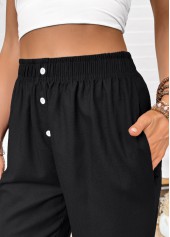 Black Straight Leg Elastic Waist High Waisted Pants | thumb picture 
