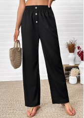 Black Straight Leg Elastic Waist High Waisted Pants | thumb picture 