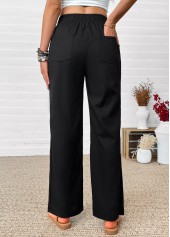 Black Straight Leg Elastic Waist High Waisted Pants | thumb picture 