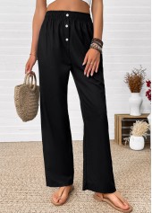 Black Straight Leg Elastic Waist High Waisted Pants | thumb picture 