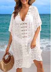 Patchwork White V Neck Lace Cover Up | thumb picture 